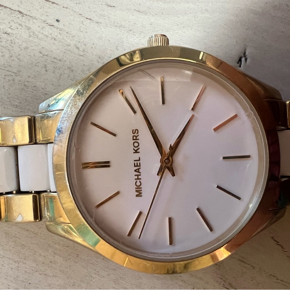 Michael Kors gold & white watch